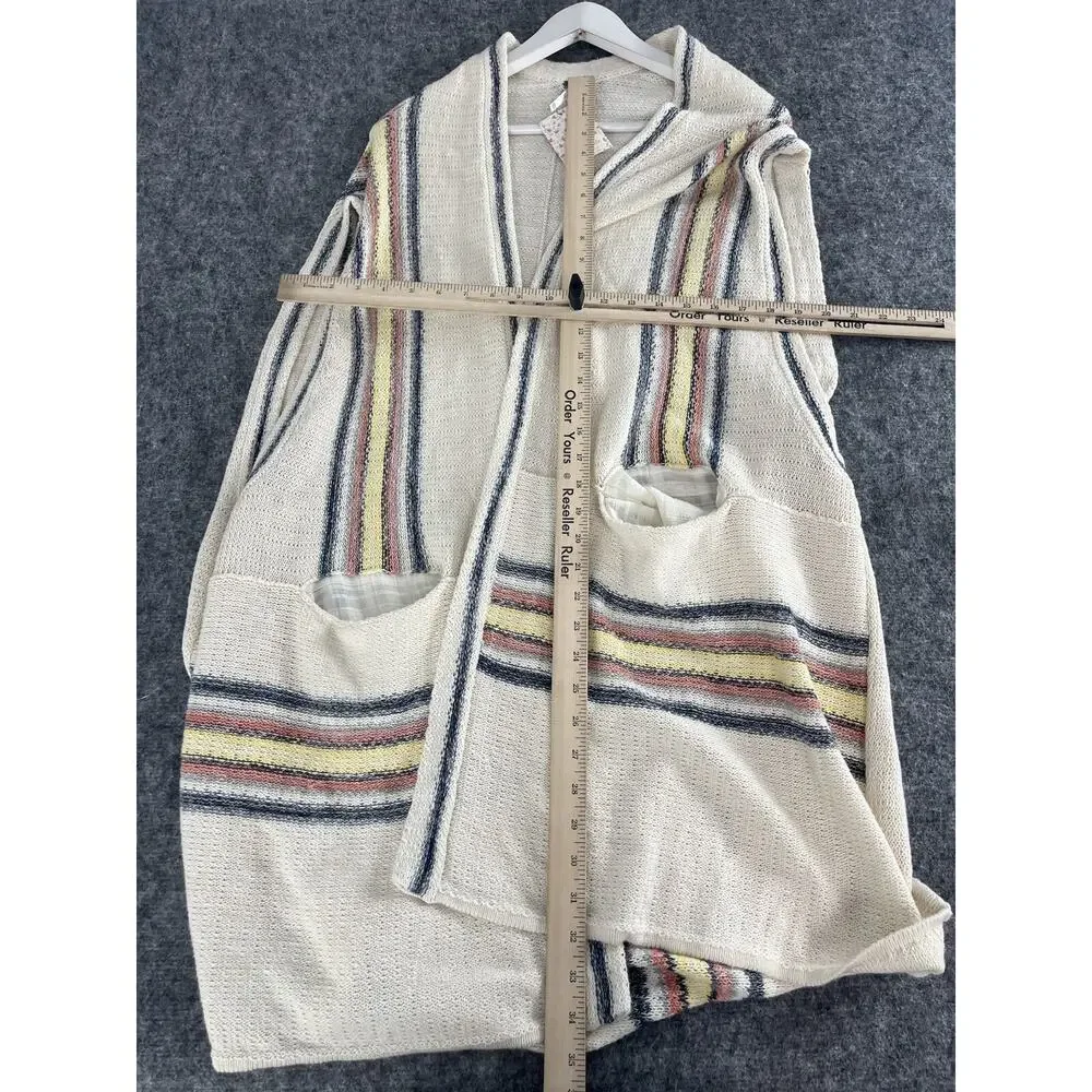 Free People Cardigan Women Xs Small Sweater Pockets Open Front Beige Ivory N84